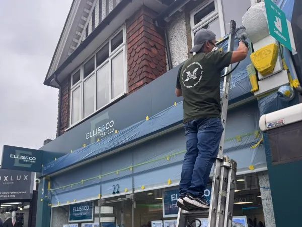 Shop front spraying